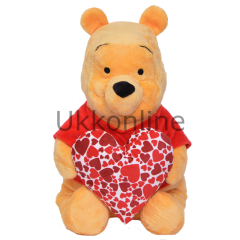Ottonya 6067 Disney Peluş Pooh Kırmızı-Beyaz Kalp 50 cm