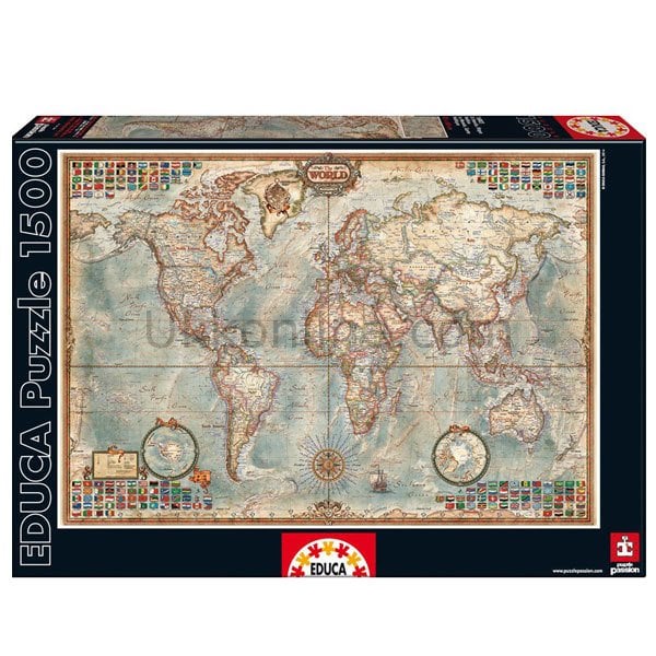 16005/EDU 1500pcs POLITICAL MAP OF THE WORLD /Educa /1500 parça puzzle