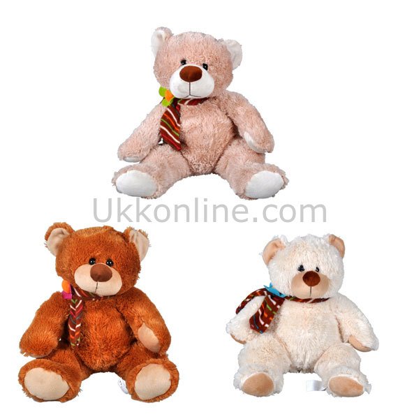 0027125 SUN PELUŞ AYI OTURAN ATKILI/ ÇİÇEKLİ 28CM.JNG
