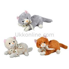 0027260 SUN PELUŞ KEDİ YATAN KURDELALI 25CM.JNG