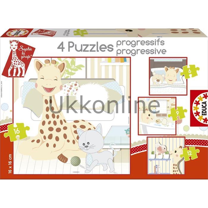 Educa 4 lü Çocuk Puzzle 6-9-12-16 Parça Sophia La Giraffe