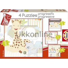 Educa 4 lü Çocuk Puzzle 6-9-12-16 Parça Sophia La Giraffe