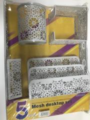 VTK FİLE DESENLİ   MASA ÜSTÜ OFİS SET 5 PARÇA BEYAZ