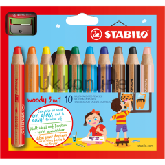 STABİLO WOODY 3 İN 1-10 RENK + 1 KALEMTRAŞ KARTON