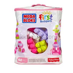 DCH54 MEGA BLOKS/60lı Blok Torbaları Pembe First Builders 1-5 yaş