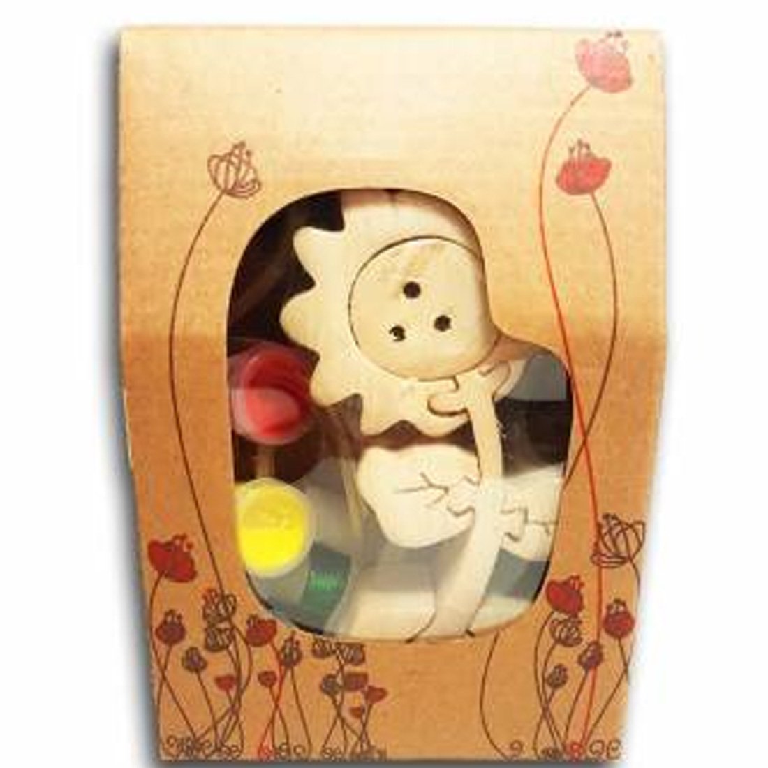 Bu-Bu 3D Çiçek Craft Ahşap Puzzle Boyama AP0043