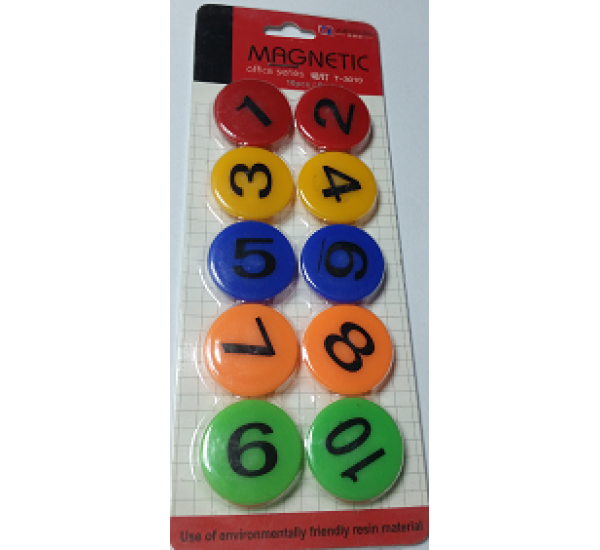 Magnet Sayılı 40 MM  10'lu 5 Renkli