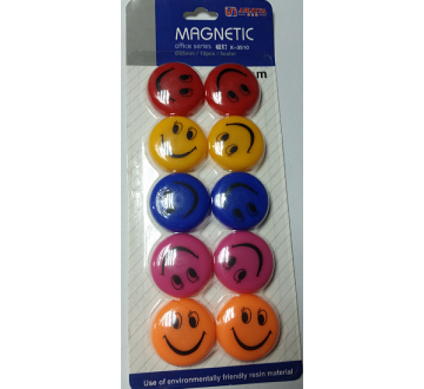 Magnet Gülen Yüz 5 Renk 35 mm 10 lu