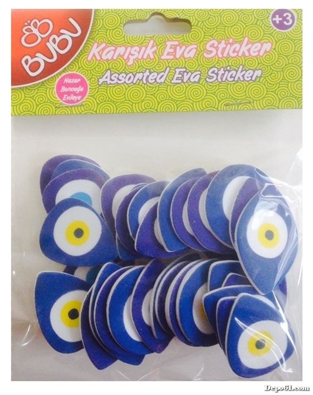 Bubu Karışık Eva Sticker  Yapışkanlı  Nazar Boncuğu Bubu-St0016