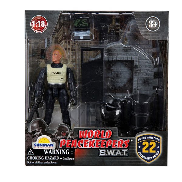 77110 SUN ASKER OYN.SET SWAT ARAÇLI 1FİG.-1/18-MCT