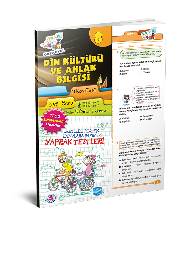 BİLGİ TRENİ YAPRAK TESTLERİ DİN KÜLTÜRÜ VE AHLAK BİLGİSİ 8
