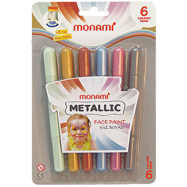 MONAMİ YÜZ BOYASI 6 RENK METAL