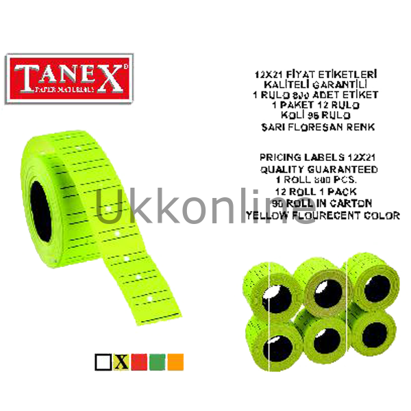 TANEX MAKİNE ETİKETİ 12-21 ÇİZGİLİ FOS SARI