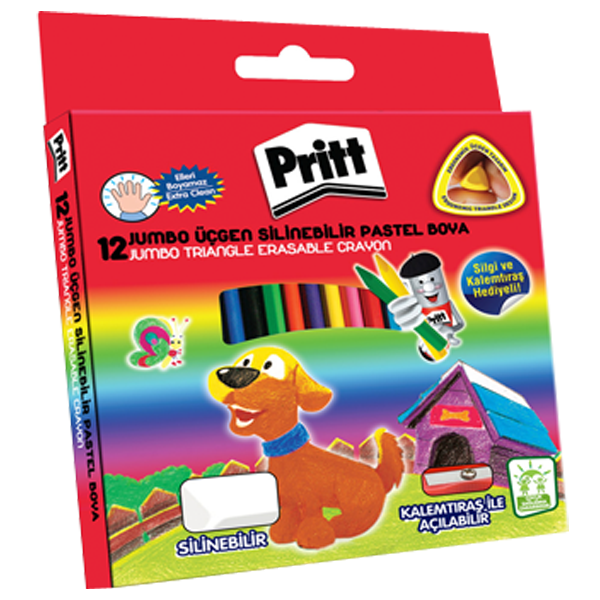 PRİTT PASTEL BOYA 12 RENK JUMBO ÜÇGEN SİLİNEBİLİR