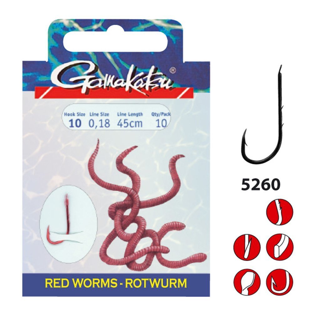 GAMAKATSU HOOK BKD-5260B RED WORM 60 CM