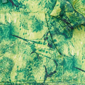 Prime Unisex Kapüşonlu, Uzun Kollu Marlin Mania Desenli Yeşil Sweatshirt