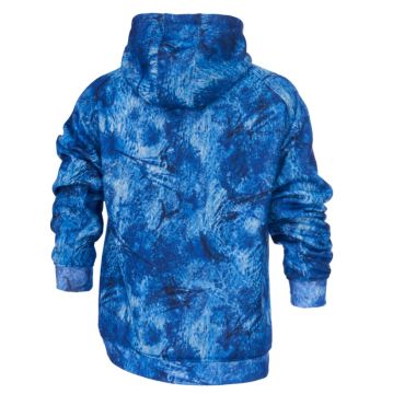 Prime Unisex Kapüşonlu, Uzun Kollu Marlin Mania Desenli Mavi Sweatshirt