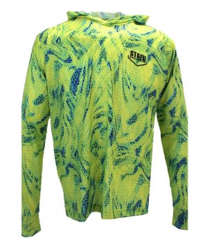 .99 Erkek Kapüşonlu, Uzun Kollu, Ultra Hafif Balıkçı Yelkenci Trophy Desenli Lime UV Korumalı Tişört