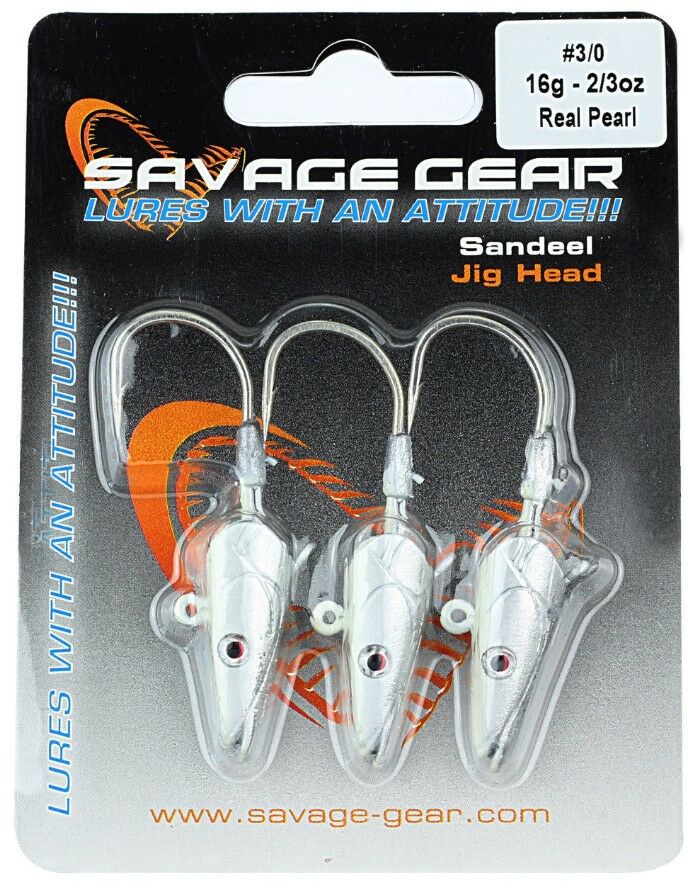 Savage gear Sandeel Jig Head 16g 3/0 - 3pcs Real Pearl Suni Yem