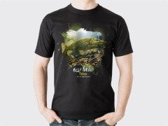 0 Yaka Turna Baskılı T-Shirt - Siyah