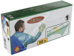 VETtop omuz ve göğüs korumalı veteriner eldiveni, 120 cm, 50 adet