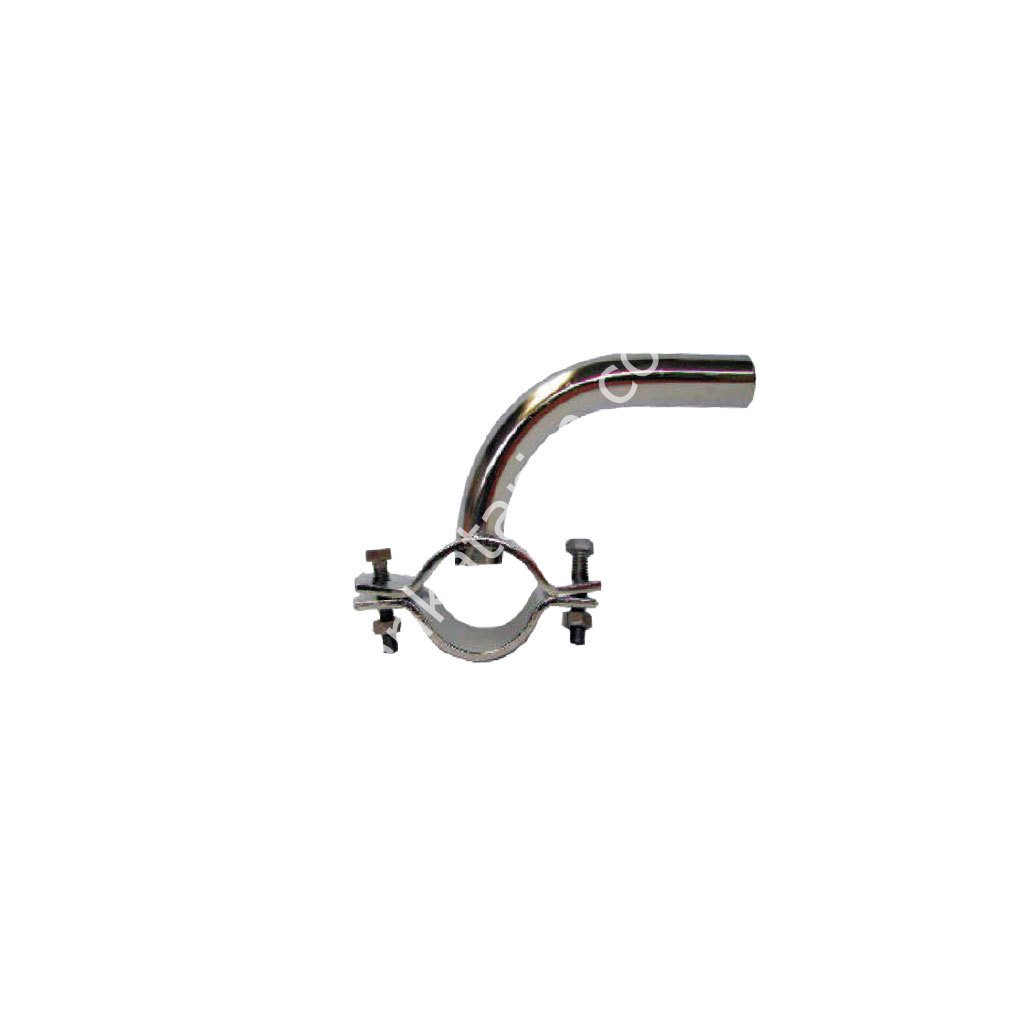 Ø 38 - 40 mm 14 x 16 mm 90° kelepçeli ve civatalı paslanmaz süt girişi
