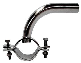 Ø 38 - 40 mm 16 x 18 mm 90° kelepçeli ve civatalı paslanmaz süt girişi