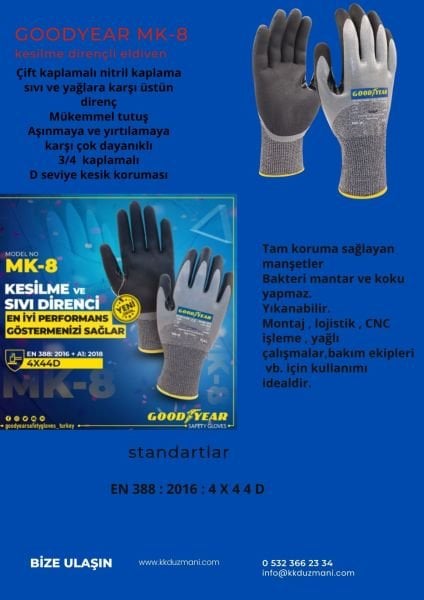 Goodyear MK-8 kesilemeye dayanıklı eldiven