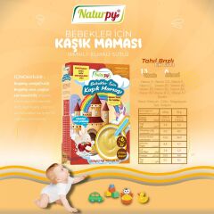 NATURPY SÜTLÜ İRMİKLİ VE ELMALI KAŞIK MAMASI 200 GR 6 TAHILLI +13 VİTAMİN + 6 MİNERAL