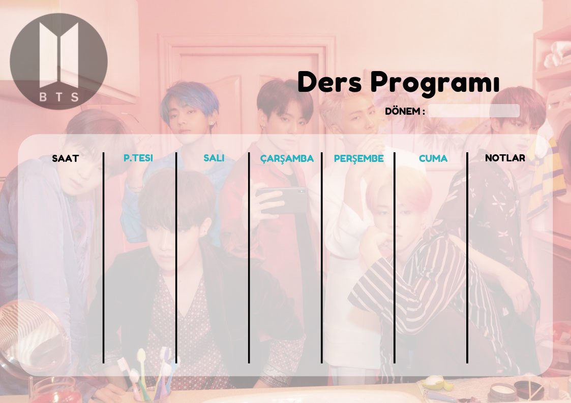 BTS ''MOTS : PERSONA V2'' ÇOK AMAÇLI HAFTALIK PROGRAM A4 BOY