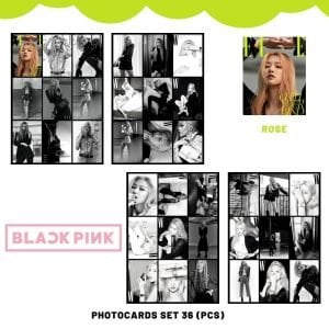 BLACKPINK '' Rose Black and White '' Fotokart Seti