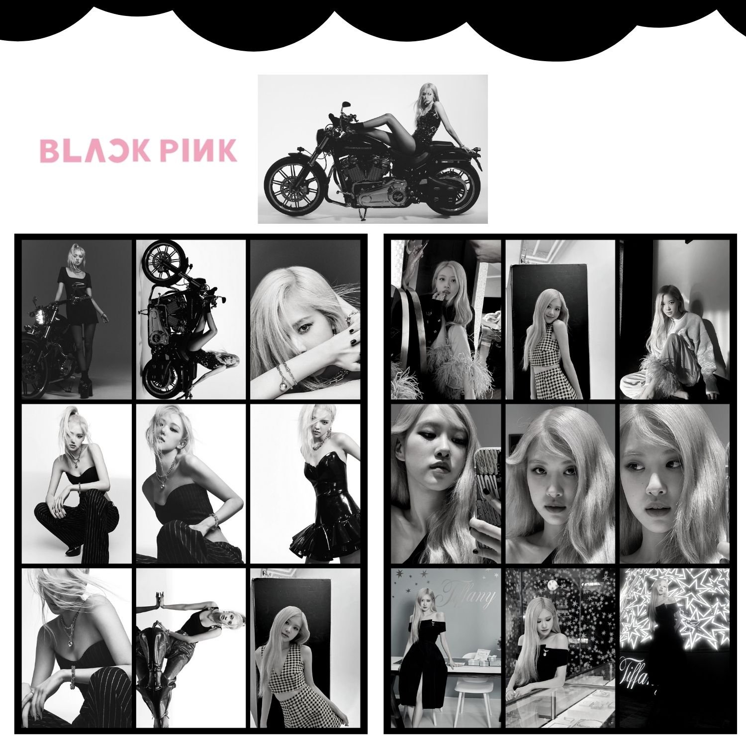 BLACKPINK  '' Rose Black and White '' Fotokart Seti 2
