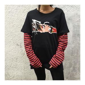 Anime - Sasuko (Unisex) Çizgili Kollu T-shirt