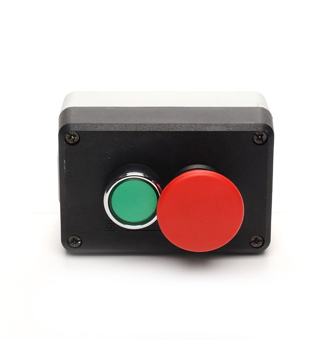 Emas P2AB-M - GRİ-SİYAH PL.KUTU İKİLİ START/STOP MANTAR 40 MM