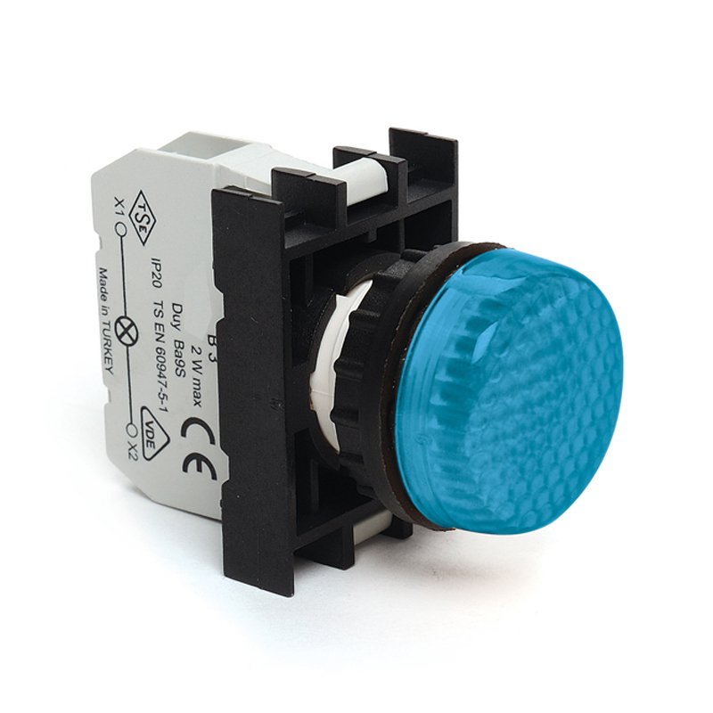 Emas B070XM Mavi Kontak Bloklu Led Sinyal Lambası 12-30V
