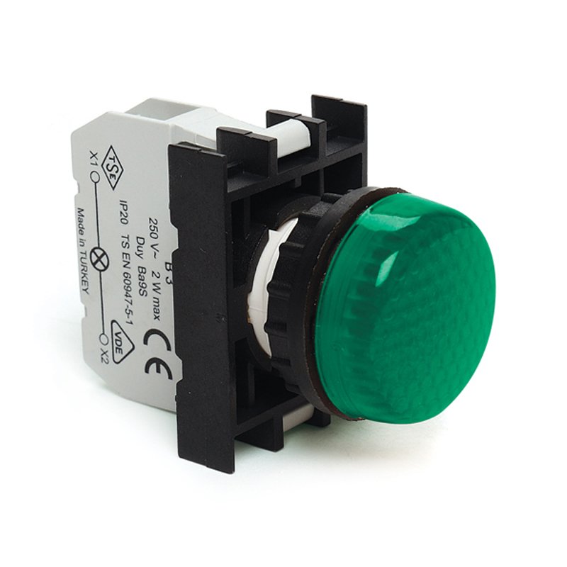 Emas B0G0XY Kontak Bloklu Sinyal Lambası Yeşil Led 110V AC/DC