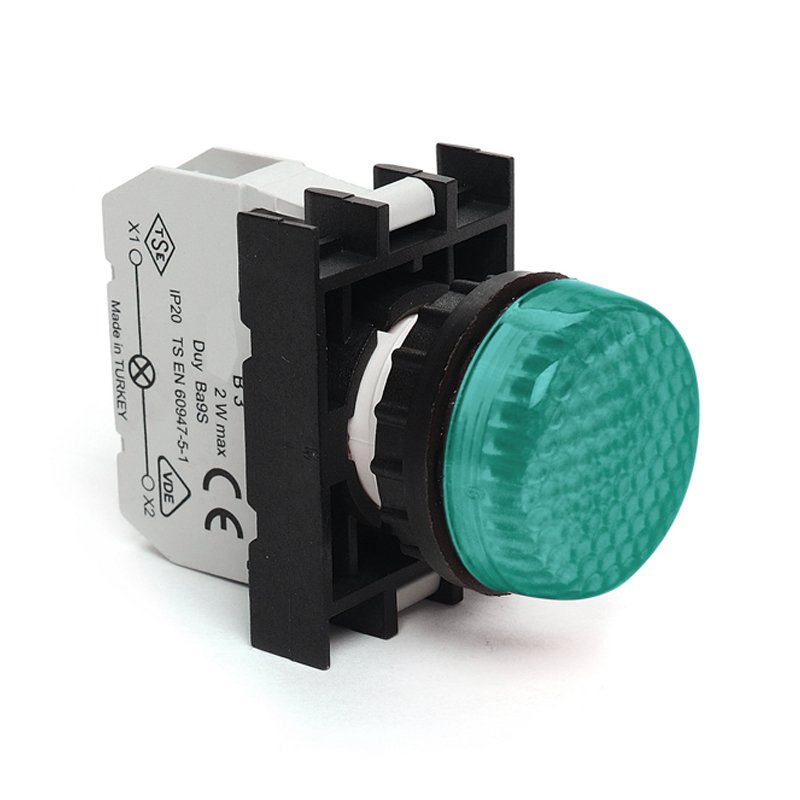 Emas B0Y0XY Yeşil Kontak Bloklu Led Sinyal Lambası 110V AC/DC