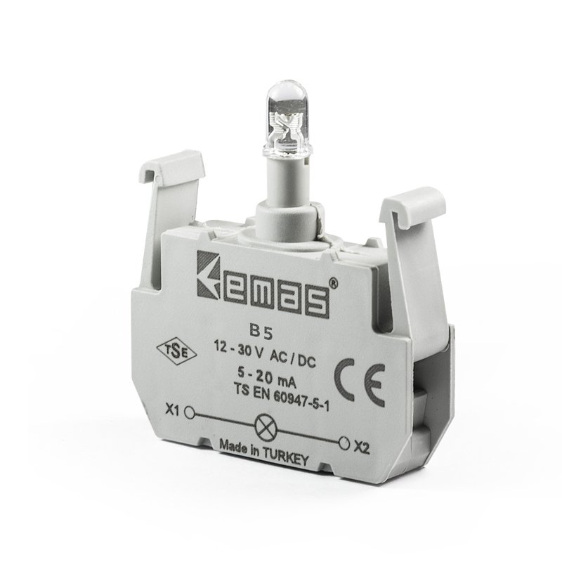 Emas B7 Mavi Sinyal Blok Butonu 12-30V AC/DC Ledli