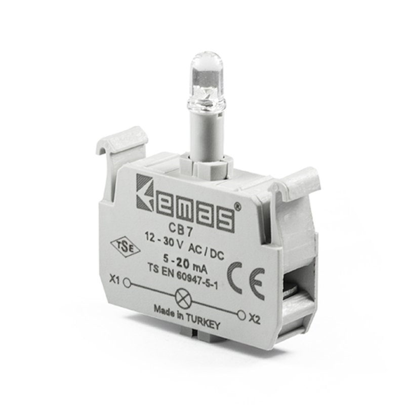 Emas CB7 Mavi Sinyal Blok Butonluk 12-30V AC/DC Ledli