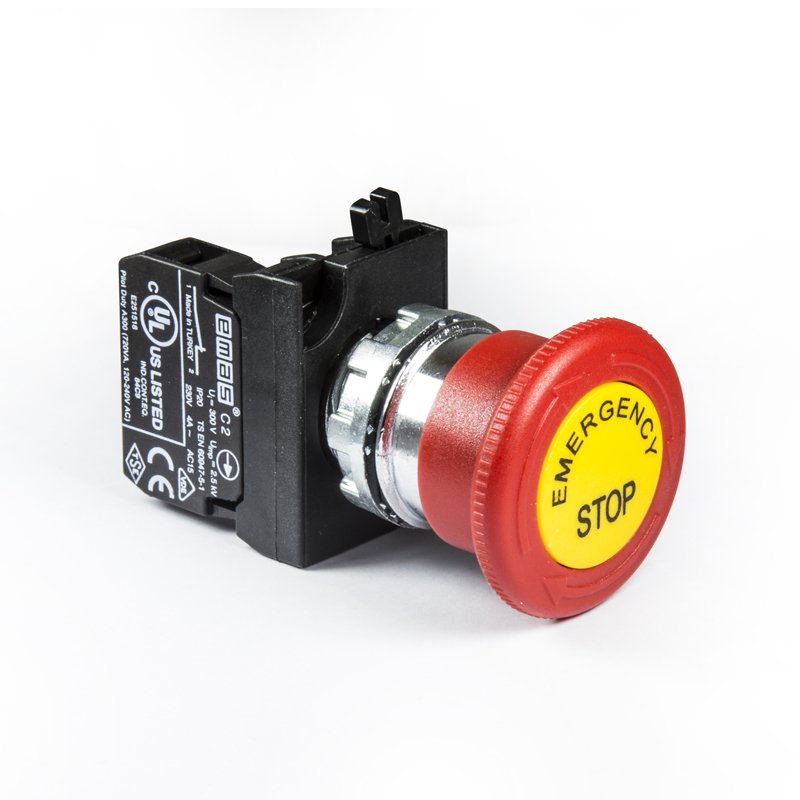 Emas CM200EE Etiketli Acil Stop Kumanda Butonu Kırmızı 40 mm 1 NK