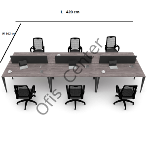 Exen Altı'lı Ayrılabilir Ofis ve Büro W Masa 420 cm