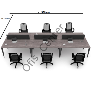 Exen Altı'lı Ayrılabilir Ofis ve Büro W Masa 360 cm