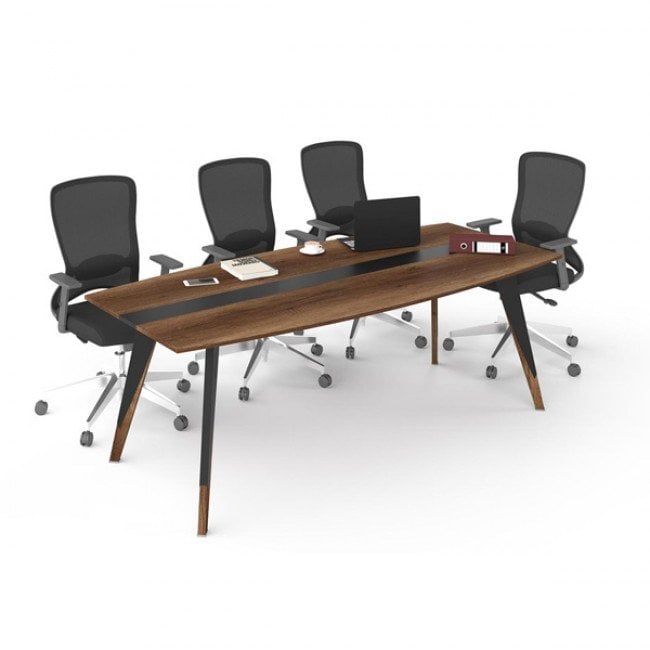 Trend Ofis ve Büro Oval Toplantı Masası 180 cm Trend Masa 220 cm - Beyaz-Antrasit