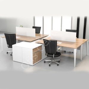 Exen Dörtlü Etejerli Ofis ve Büro Masa 320X320
