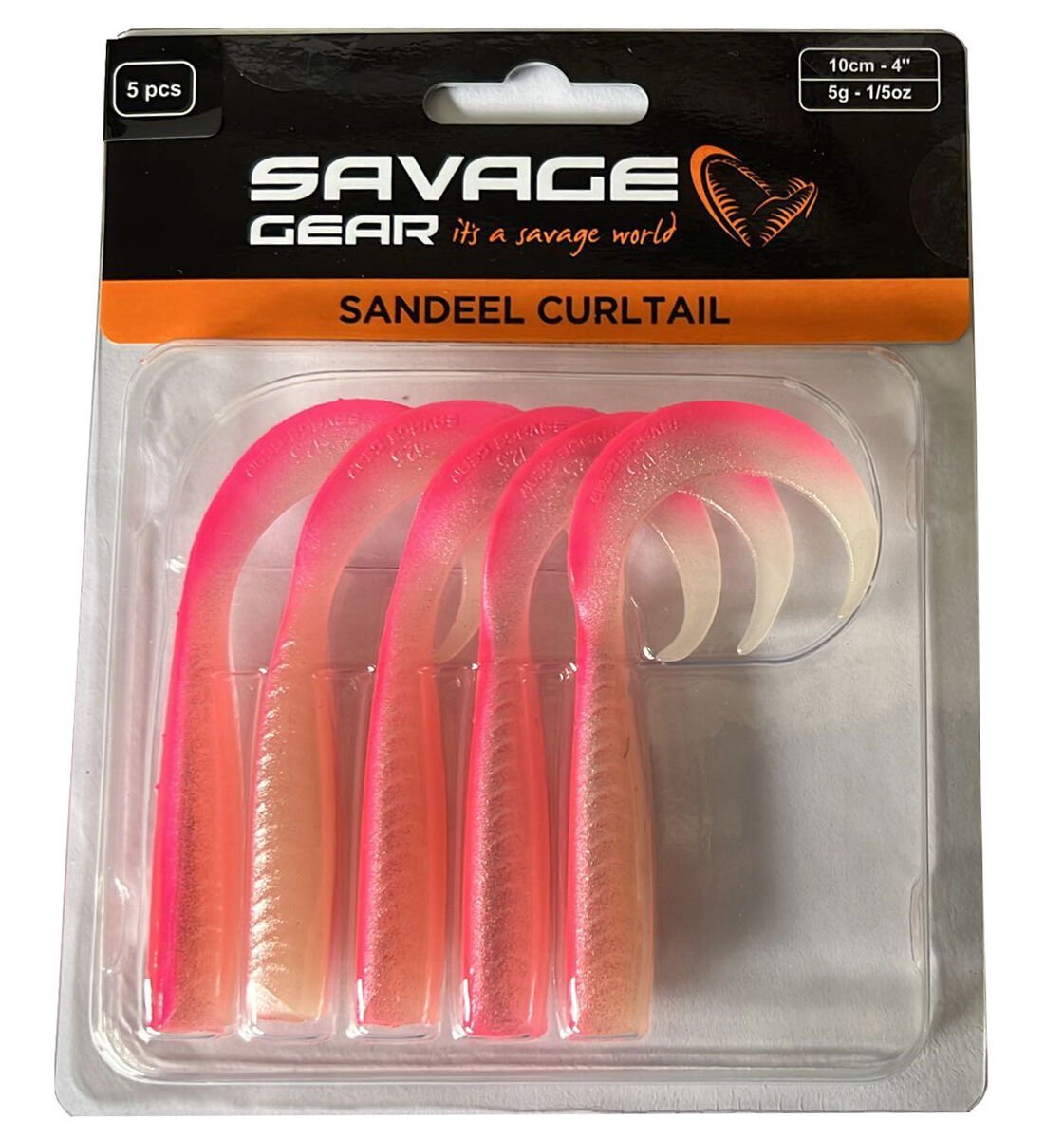 Savage Gear LB Sandeel Curltail 10cm Pink Glow Back 5 Adet Sahte Balık