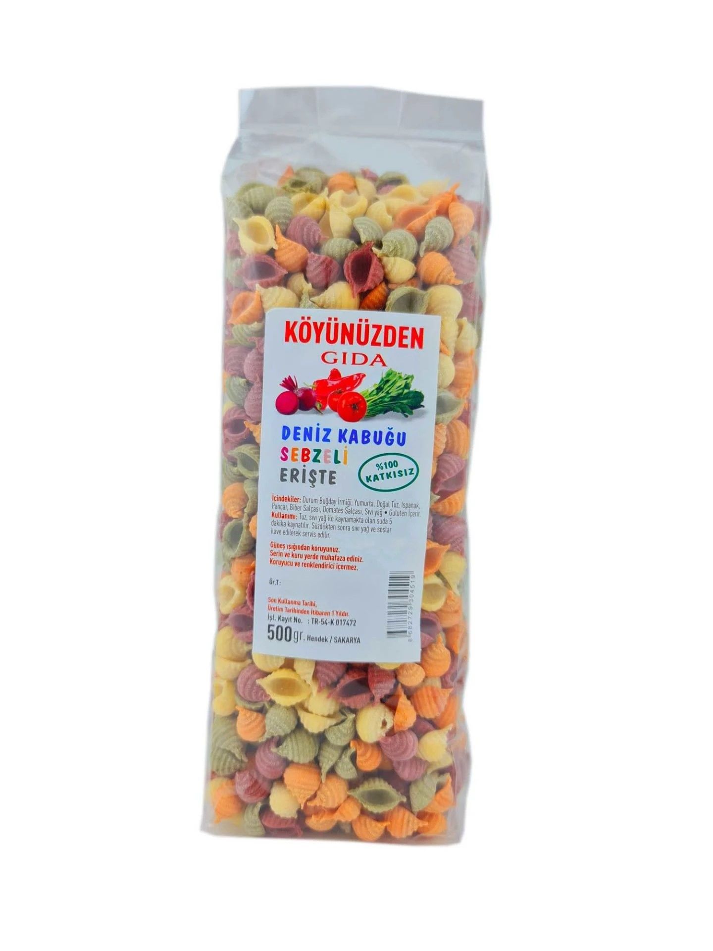 köyünüzden sebzeli deniz kabuğu erişte 500gr