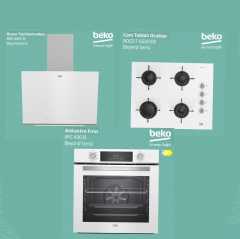 Beko Beyaz Cam Buhar Destekli Ankastre Set (BDE 6062 B - BFC 430 B - BOCD T 6510 EB)