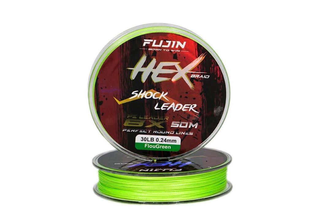 Fujin Hex Braid 8x 50mt Fluo Green PE İP Shock Leader 0.24mm 30LB