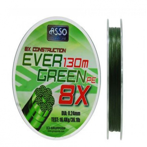 Asso Evergreen 8kat 130m 0.12mm İp Misina