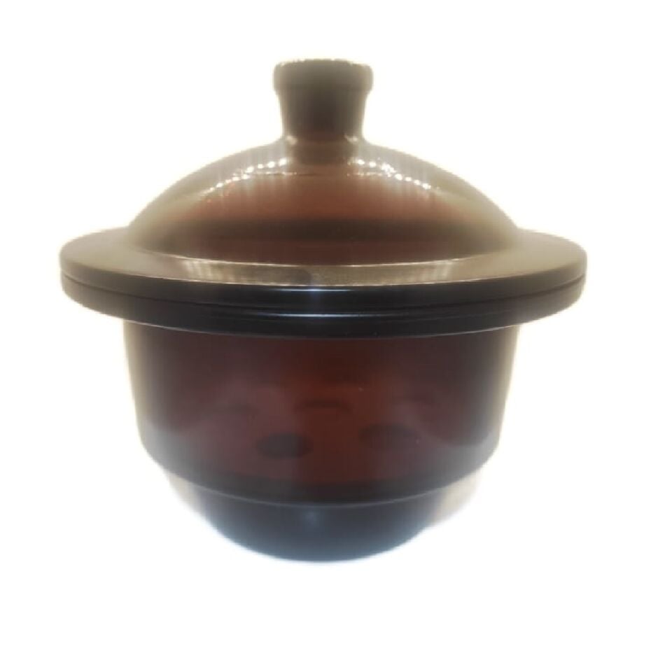 Desiccator Amber - 150 mm - Flat with Glass Vacuum Lid - (Glass Desiccator)